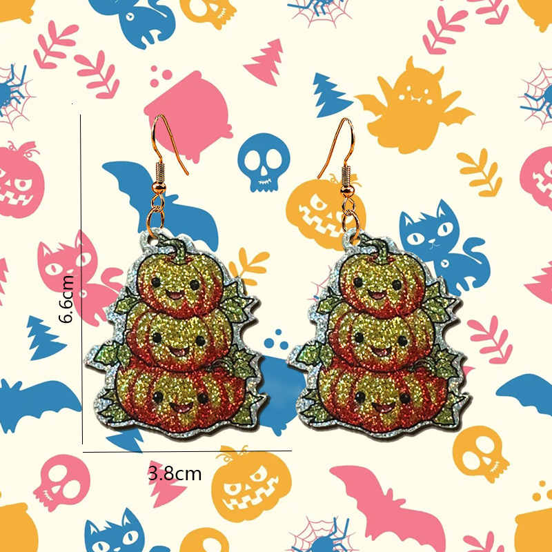 1 Pair Pumpkin Head Earrings Cute Funny Halloween Celebration Party