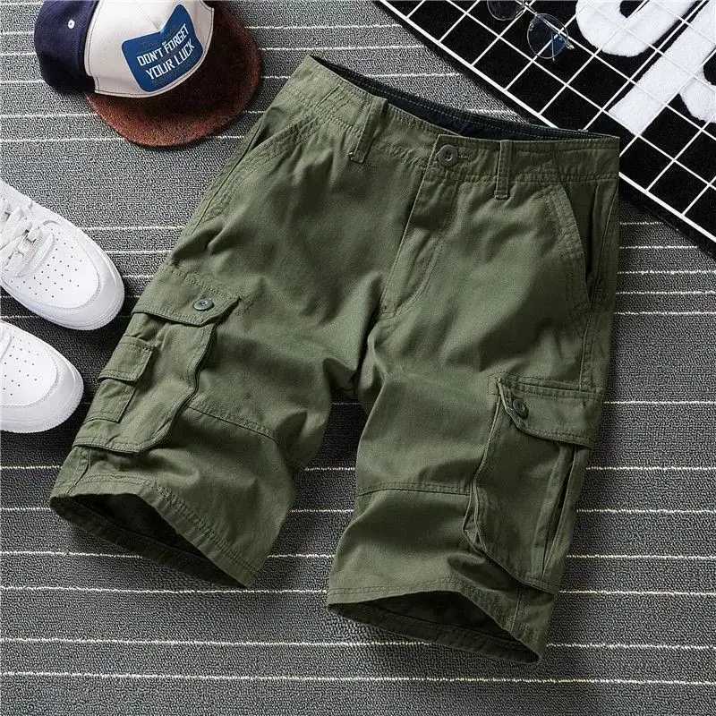 Mens Cargo Shorts with Pockets Male Short Pants Solid Big Size Oversize Work New in Popular Casual Stretch 2024 Fashion Vintage W250705