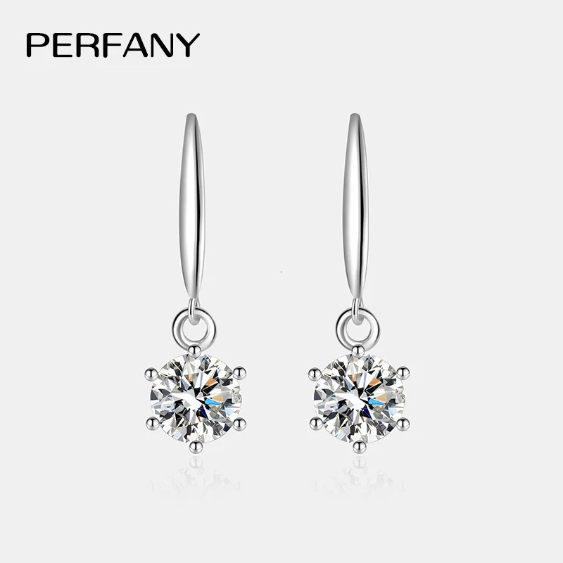 PERFANY 051CT Drop Earring Women S925 Pure Silver Classic Six Claw Laboratory Diamond Fashion Wedding Jewelry 250627