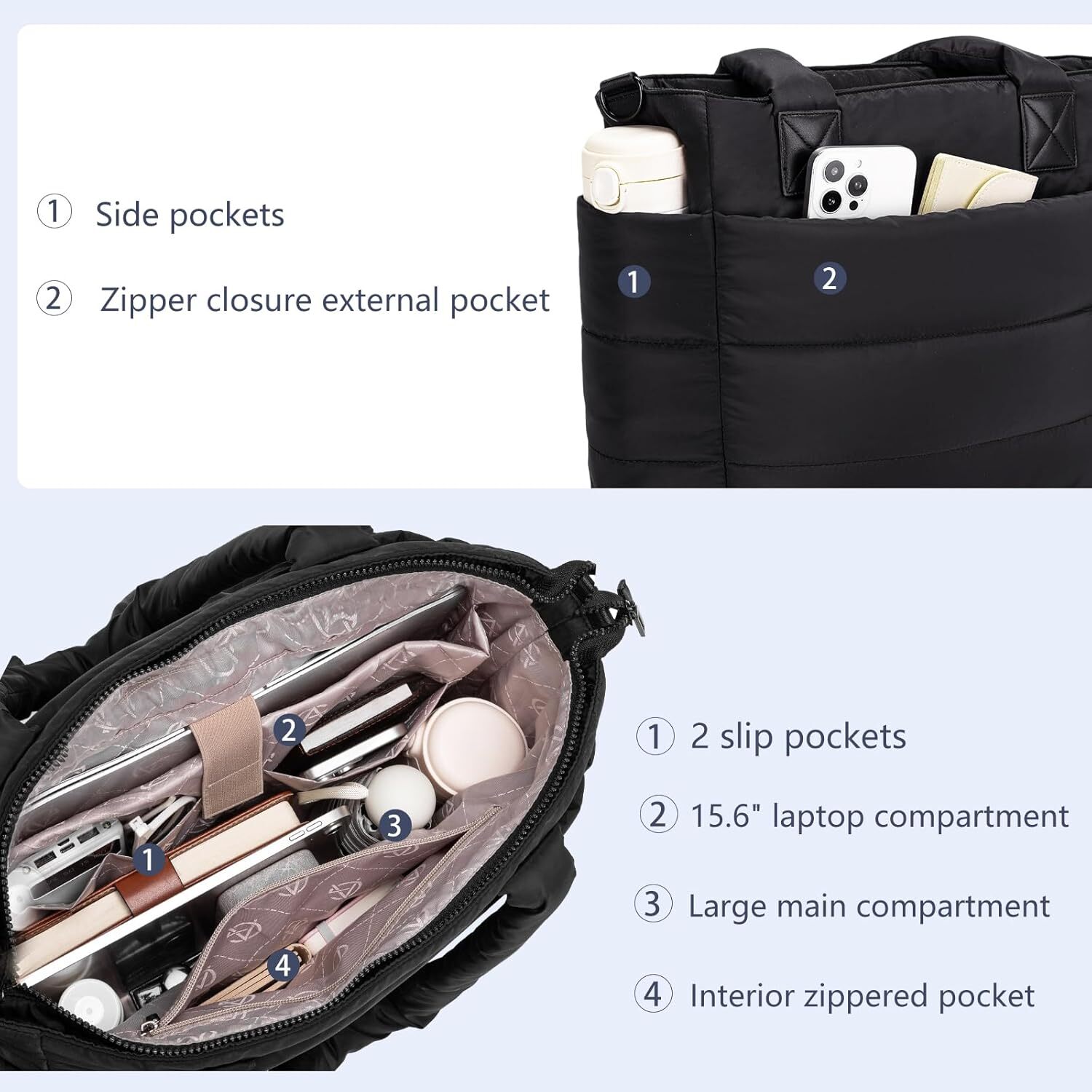designer bag DHYMX Women Puffer Tote Large Quilted Nurse Bag with Zipper for Work Travel Support customization