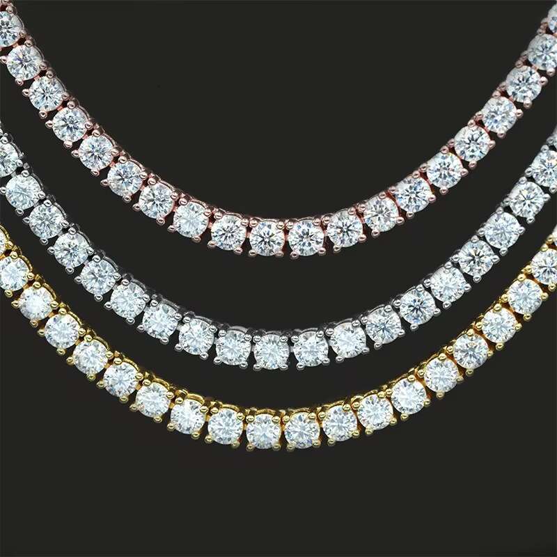 Full Size S925 Sterling Silver Necklace VVS Moissanite Diamonds Iced Out Tennis Bracelet Factory Tennis Chains Necklace