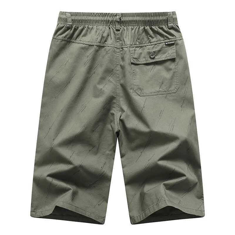 Mens Cargo Shorts Elastic Waist Hiking Pants Zipper Pocket Summer Cotton Shorts Climbing Jogger Sportswear W250705