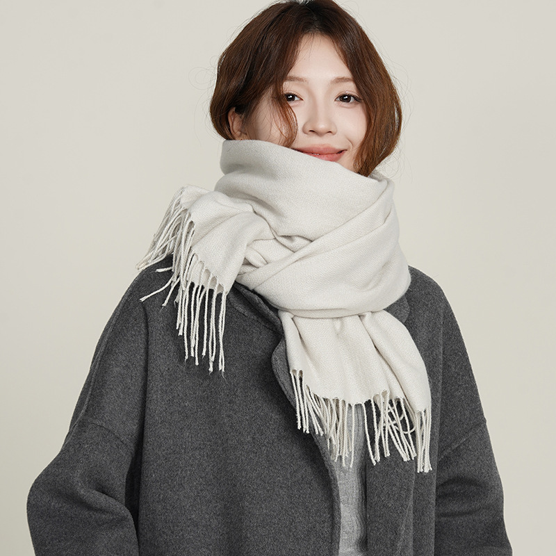 K1236 Scarf for women in winter, imitation cashmere, artistic autumn and winter, thickened, warm, dual-purpose, solid color, Korean style, fashionable