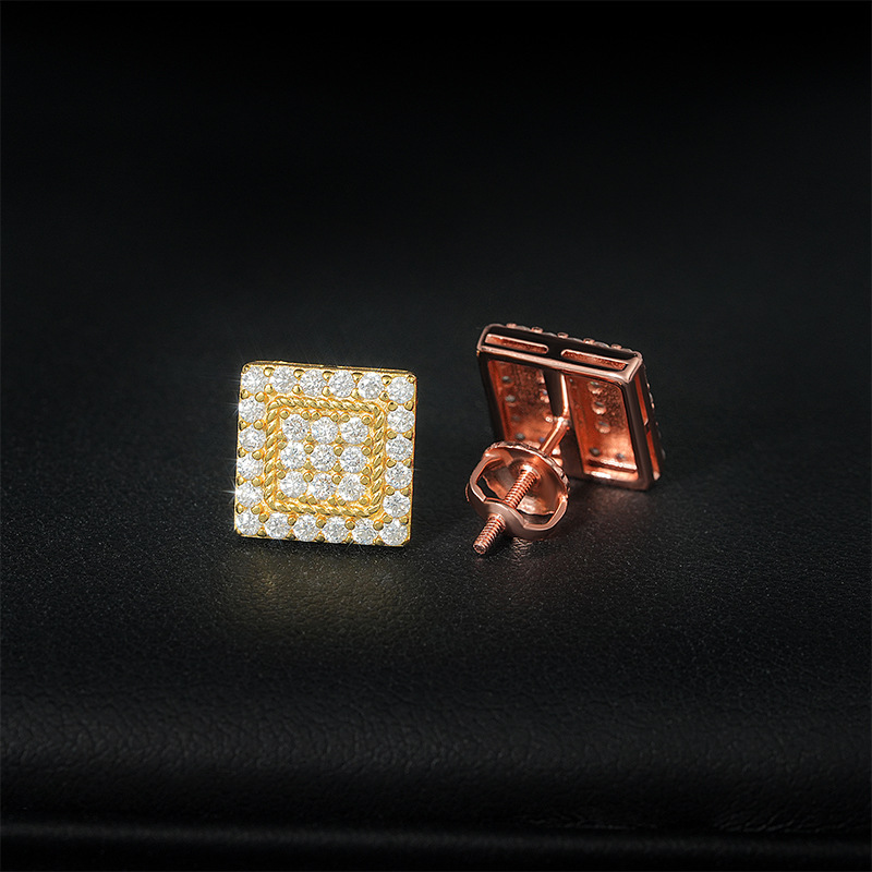 Luxury Hip Hop Jewelry High Quality Ear Studs 925 Sterling Silver VVS Moissanite Diamond Stud Earring for Women
