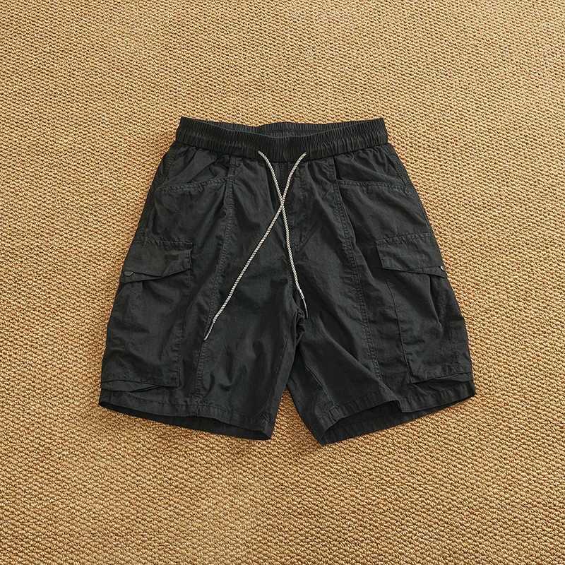 Summer New All-in-One Pocket Cargo Shorts Mens Patchwork Quick Dry Breathable Loose Straight Mid-Leg Trousers W250705