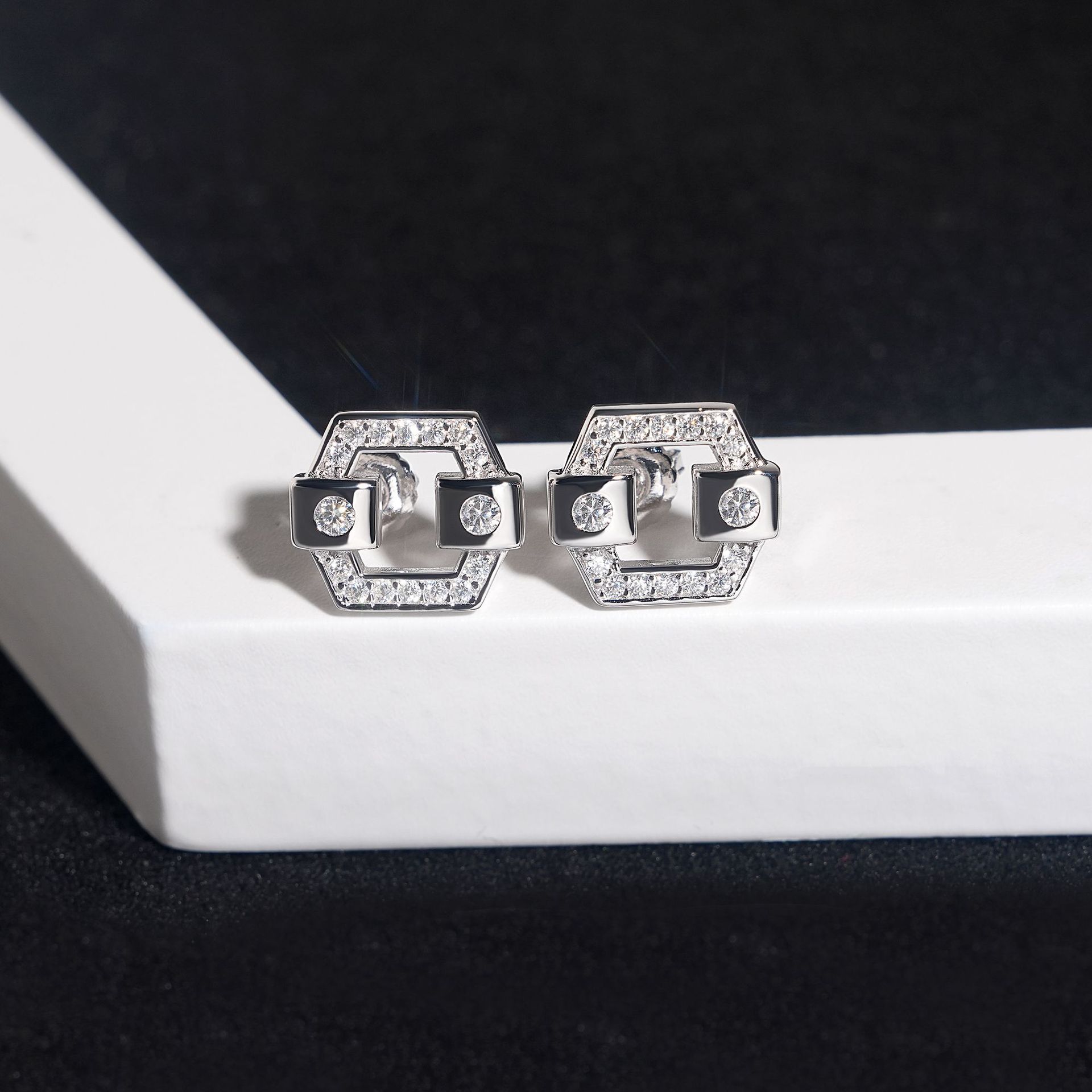 Fashion Fine Jewelry Square Earring Pass Diamond Tester GRA Certified 925 Sterling Silver VVS Diamond Moissanite Stud Earrings