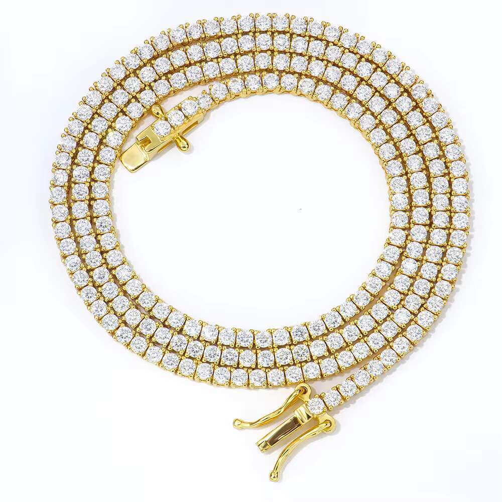 Luxury Jewelry Designer Necklace 2-6mm 925 Sterling Silver Gold Plated GRA Certified VVS Moissanite Tennis Necklace Bling Chain