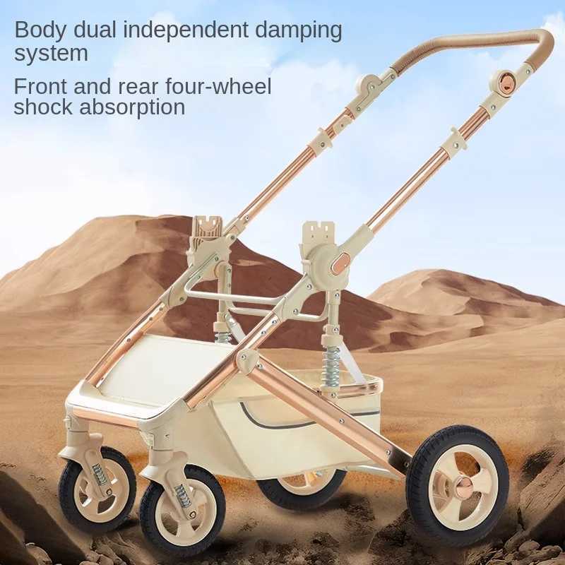 Baby Stroller Can Sit and Lie Down Lightweight Folding High Landscape Four-wheel Swivel Wide Space Baby Newborn Stroller z250705