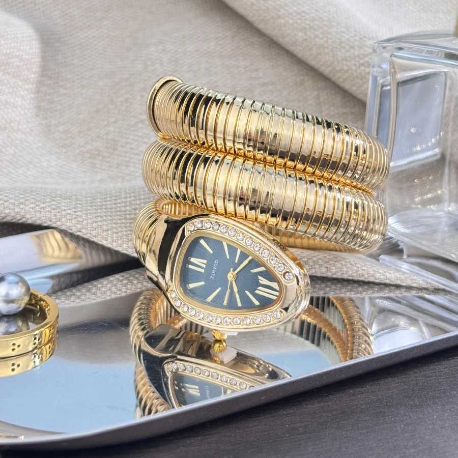 Womens fashion high quality Serpentine alloy watch with diamond case Celebrity style high-grade quartz bracelet watch W250704