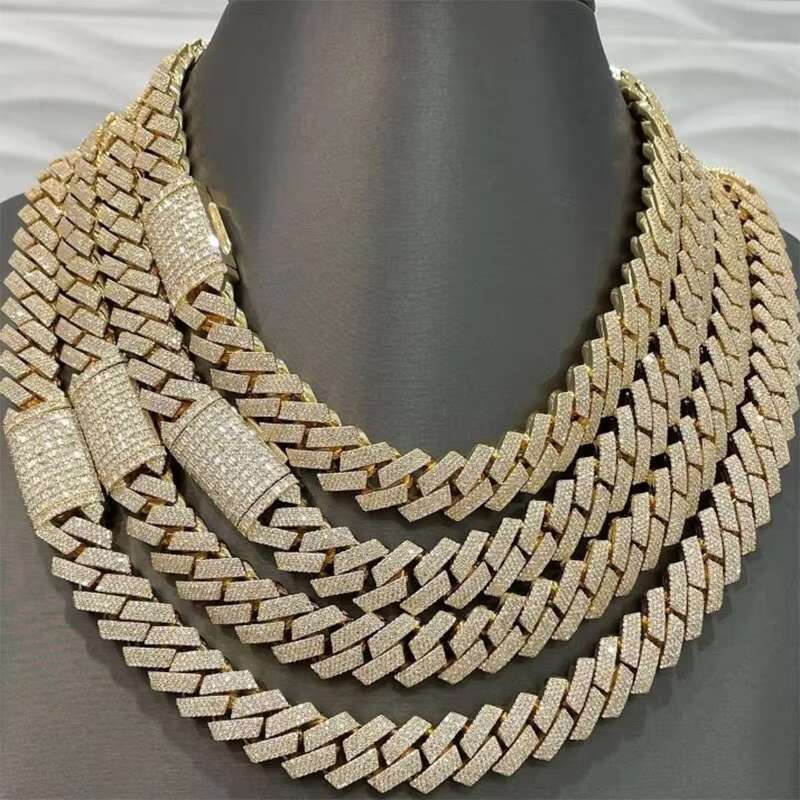 Hot Sale 925 Sterling Silver Vvs1 Moissanite Diamond Iced Out Cuban Link Chain for Men