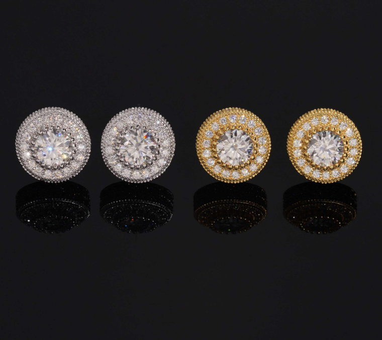 VVS Moissanite Hip Hop Earring 13MM Pass Diamond Test Gold Plated S925 Screw Back Stud Earring Fast Shipping