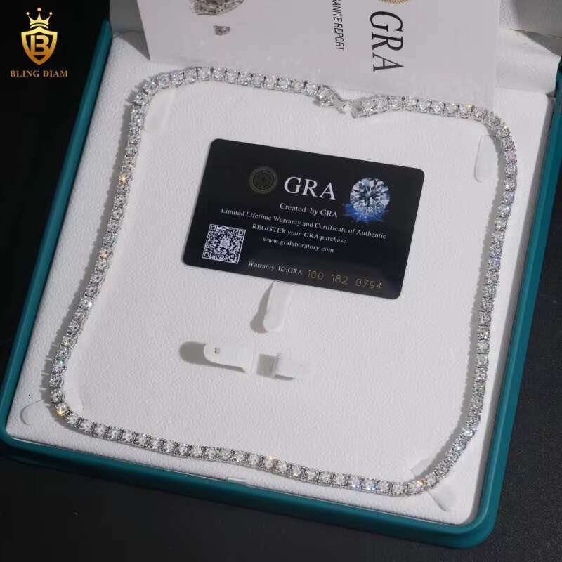 5mm Tennis Chains Bracelet Necklace Hip Hop Jewelry 925 Sterling Silver Vvs1 Moissanite Iced Out Gra Certificate