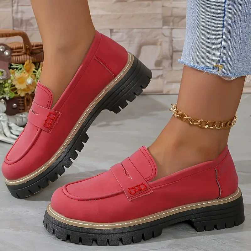 2025 New Loafers for Women British style Casual Shoes Pu Leather Slip-on Shoes
