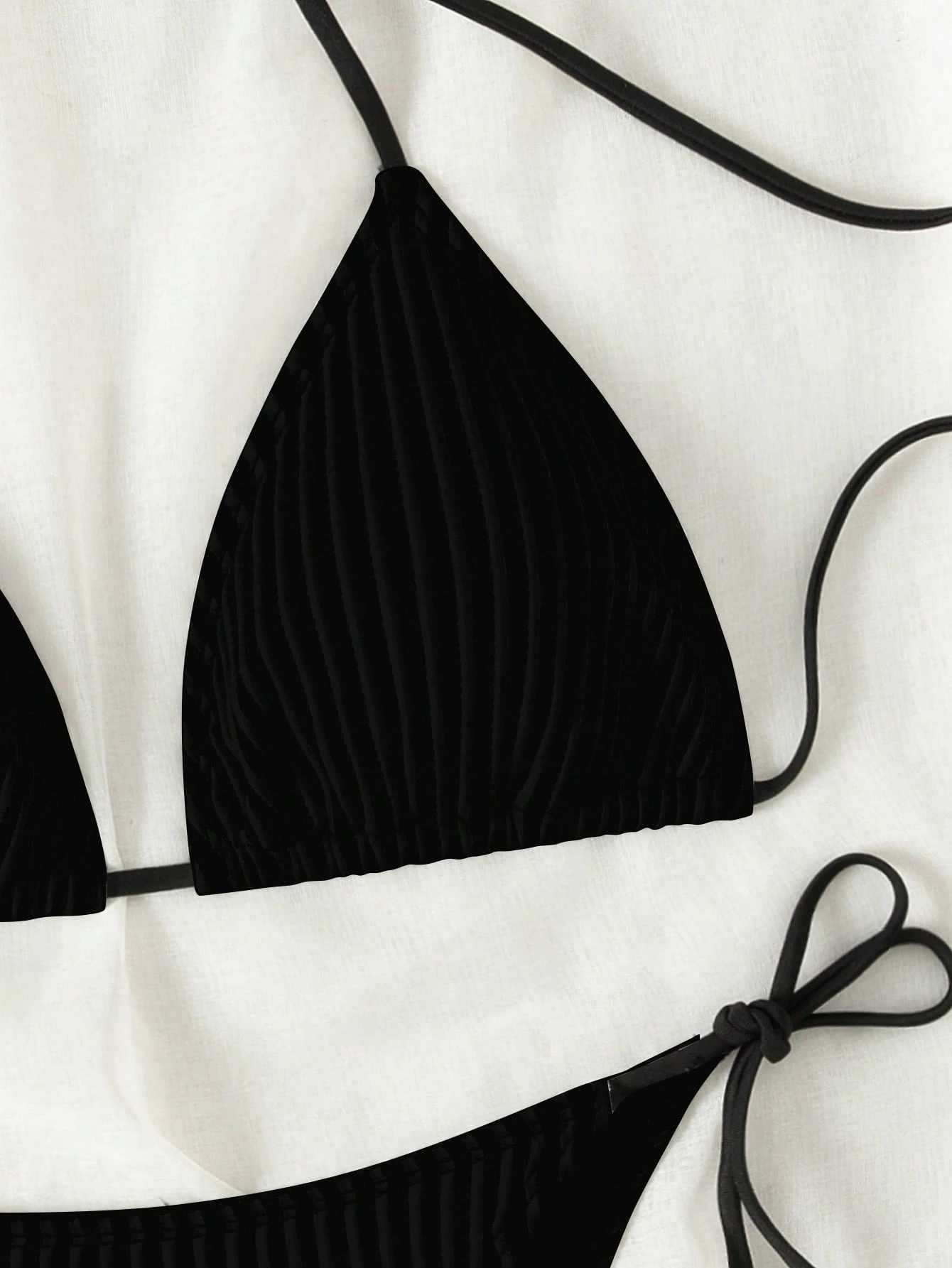 Solid color triangle cup suspender bikini strap design youthful and energetic suitable for students surfing by the sea. XJ250624