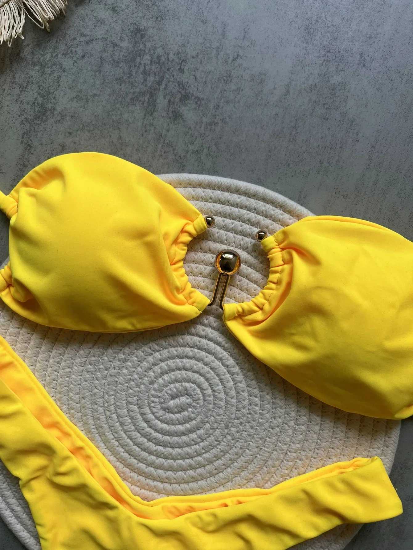 Sexy U Shaped Bikini Sets for Women Strapless Swimwear Women Gold Swimsuit Bathing Suit Biquinis Brazilian Bikini Swim 2025 XJ250624