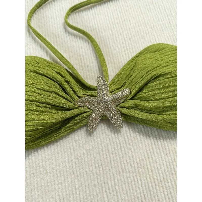 Two-piece swimsuits with a feminine touch off-the-shoulder style and a popular three-piece bikini swimsuit for women XJ250624