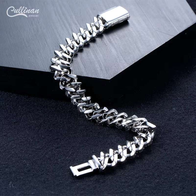 Gold Plated Iced Out Miami Cuban Link Chain Bracelet Crystal Zirconia High Quality Charm Punk Bracelet Mens Accessories