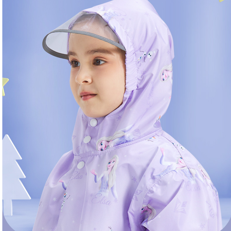 Disney boys and girls raincoat children's raincoat PU adhesive Elsa girl baby student raincoat little girl raincoat wind and rain comfortable sof
