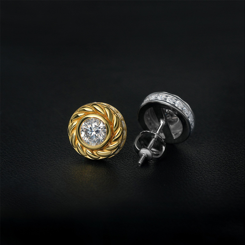 VVS Moissanite Diamond Ear Studs 925 Silver Hip Hop Jewelry Men Women Hot Sell Simple Earrings
