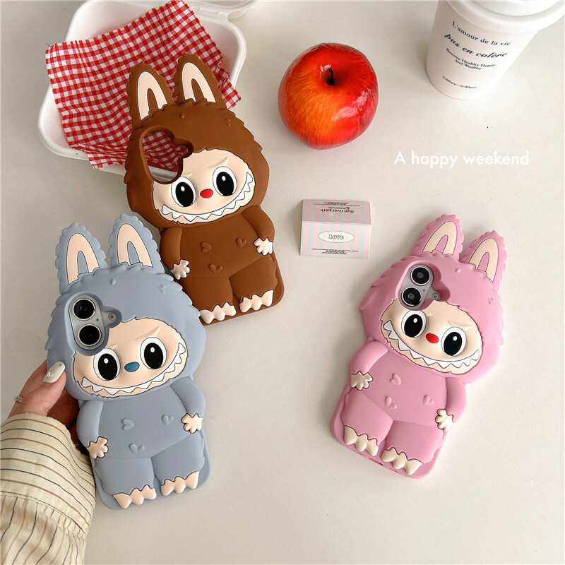 Cartoon 3D Labubu iPhone 14/13 Compatible 11 Apple 16/15 Pro Max Phone Case 12 Shockproof Cover ddmythur