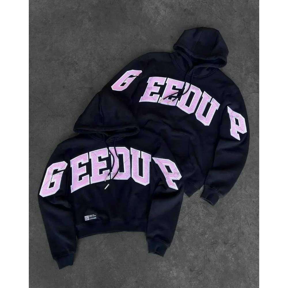 High Street Retro Y2K Streetwear Women Haruku Colorful Letter Embroidery Oversized Sweatshirt Men Hip Hop Gothic Casual Hoodie