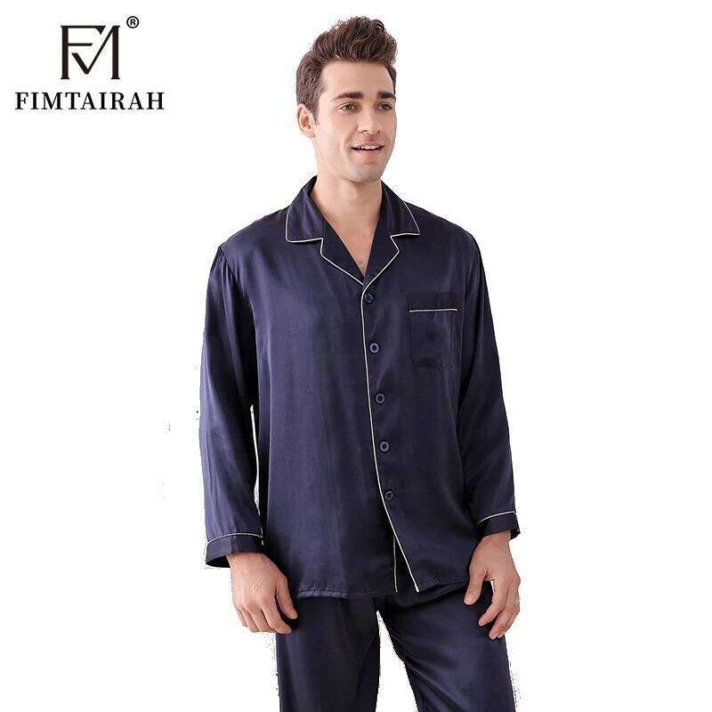 Fimtairah Real 16 MM 100% Pamas Men's Two Sets Sleepwear Summer Soft Long Sleeve Home Wear Mulberry Silk Pijimas 250701 250701