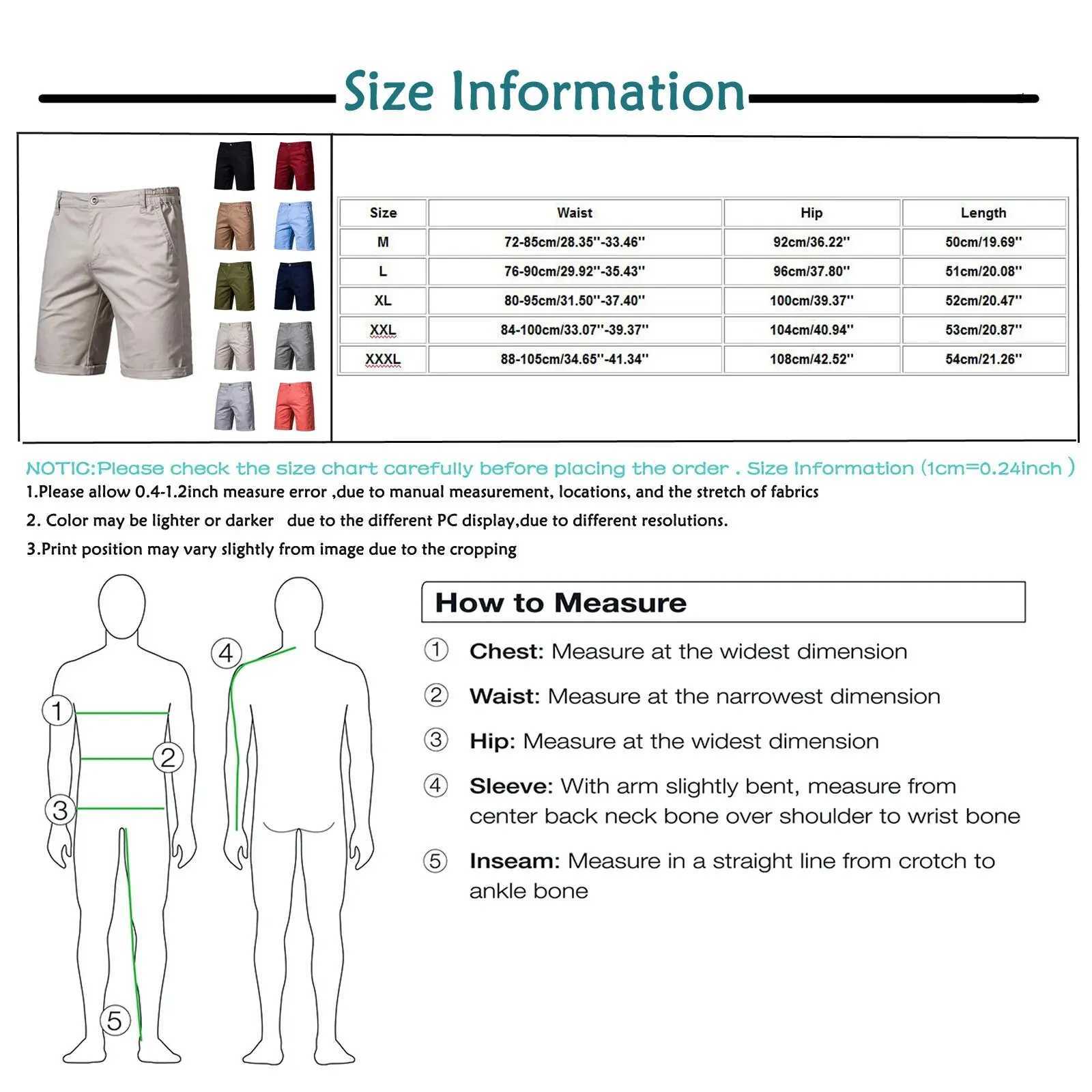 Mens Casual Color Outdoors Pocket Beach Work Trouser Cargo Shorts Pants W250705