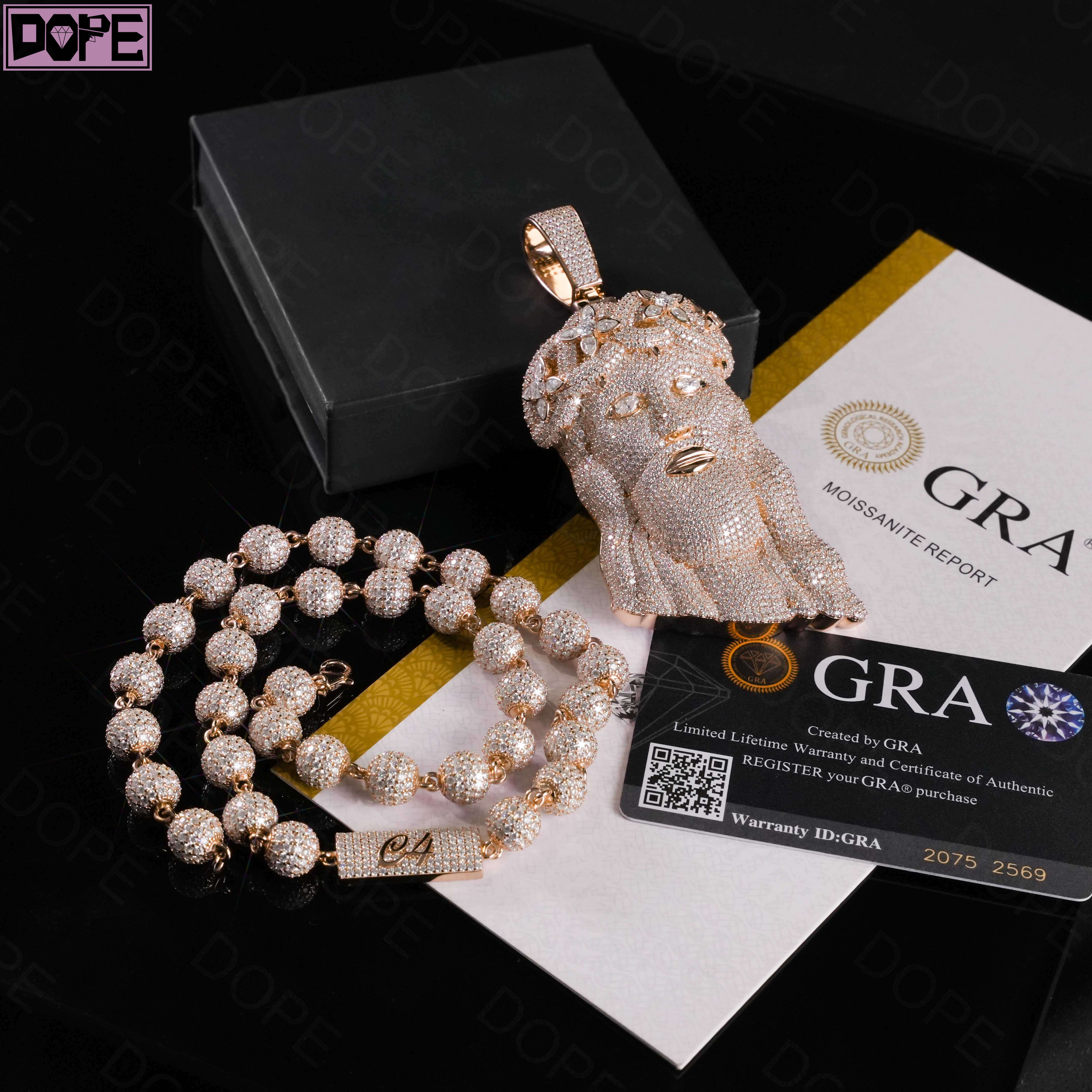 Fully Iced Out Mossanite Pendant 3D Jesus Head Piece Charm 925 Silver VVS Custom Moissanite Pendant