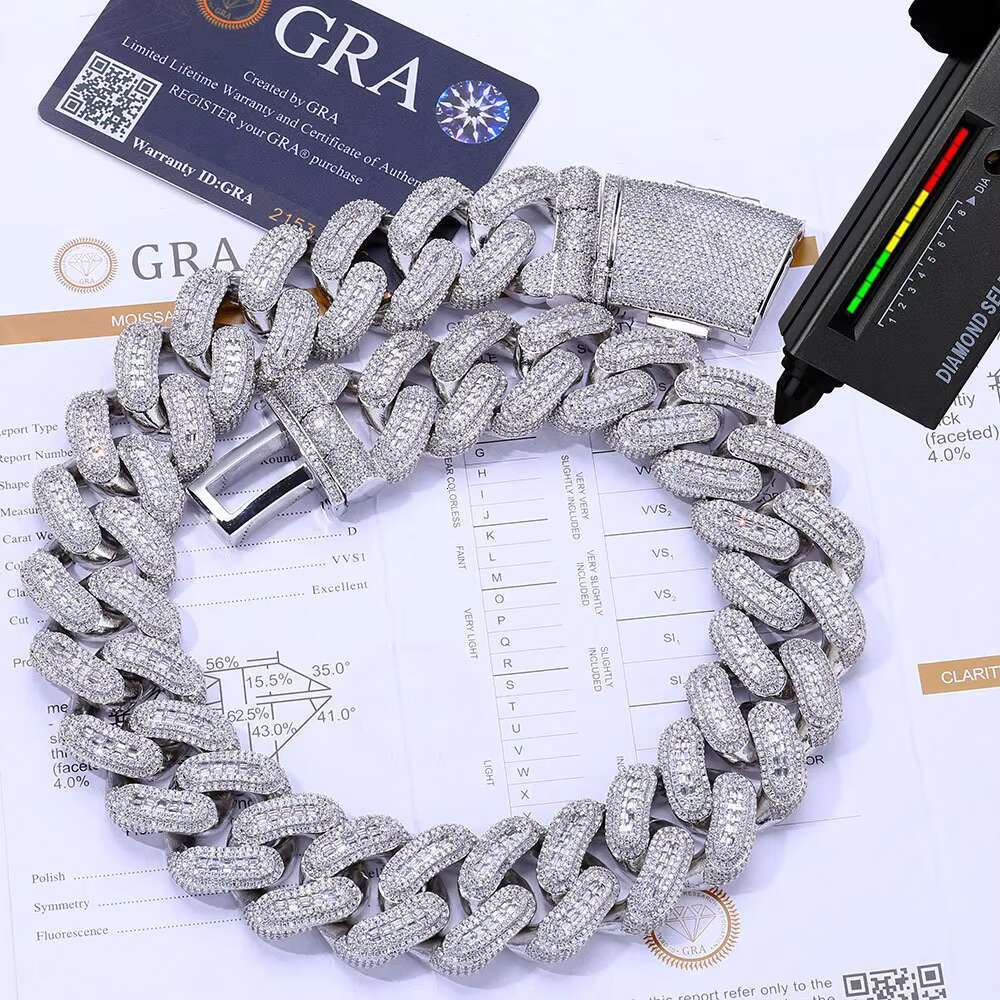 Mens 29mm Cuban Link Chain S925 Sterling Silver Moissanite Necklace Religious Gold Trendy Hip Hop Iced Wedding Engagement Gift