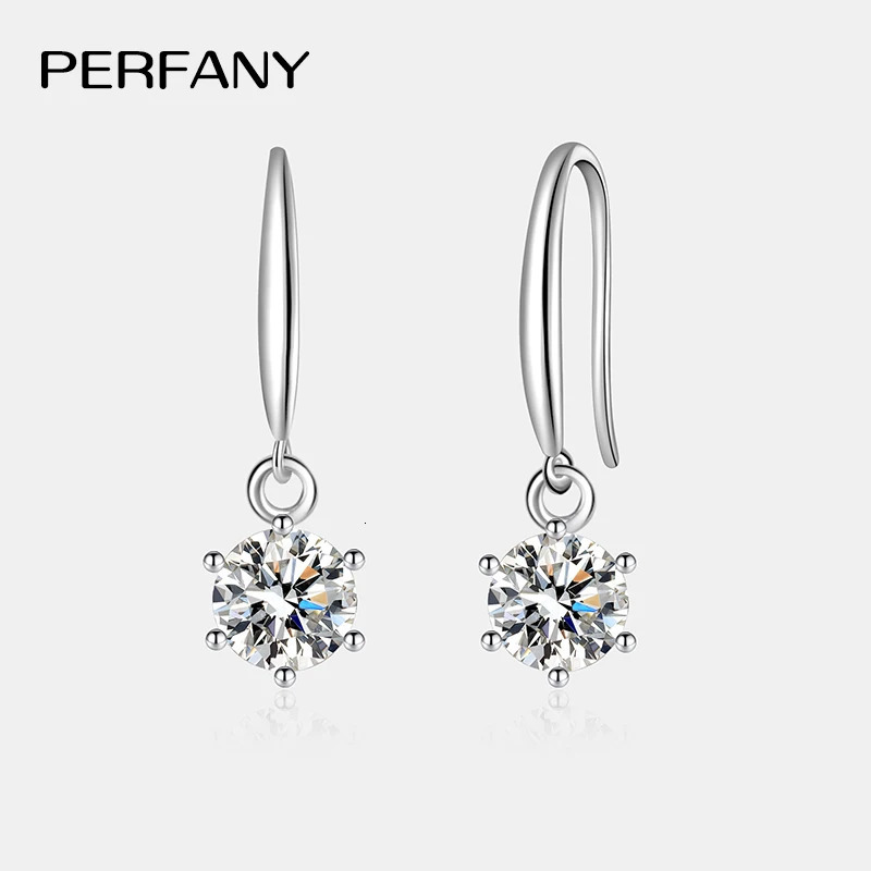 PERFANY 051CT Drop Earring Women S925 Pure Silver Classic Six Claw Laboratory Diamond Fashion Wedding Jewelry 250627