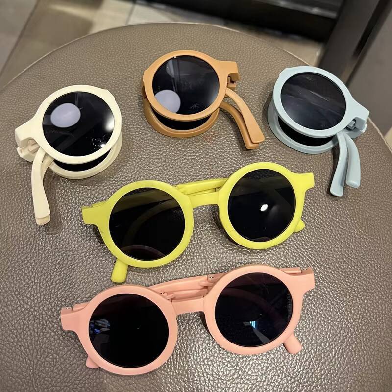 New Childrens Folding Sunglasses Children Candy Colored Round Sun Glasses Cute Baby Kids Protective Eyewear UV400 Gafas De Sol ddmythur Z260305
