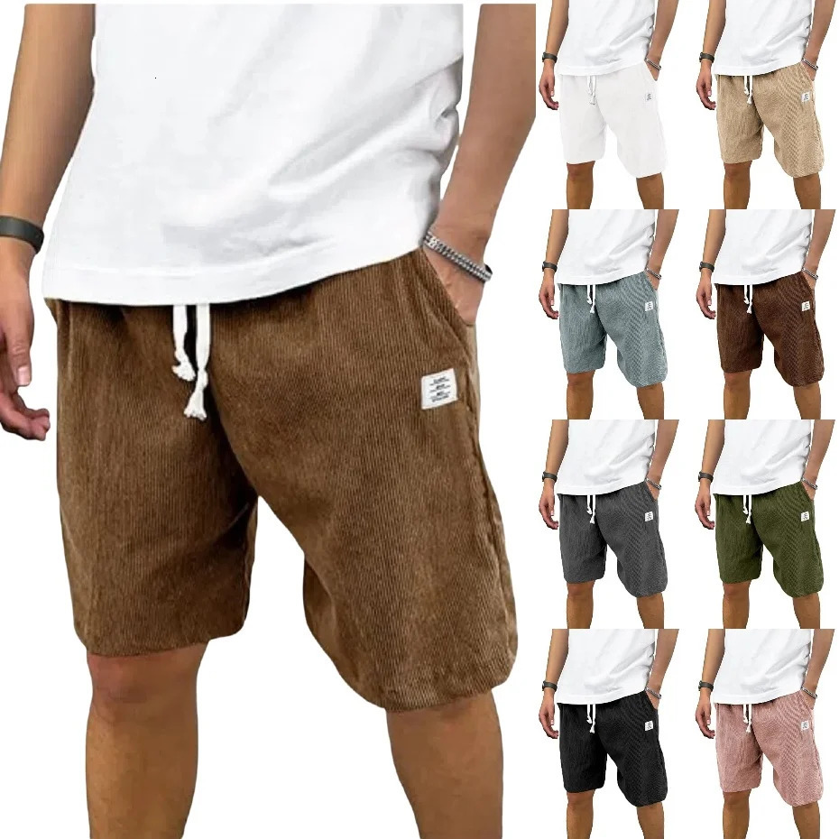 2025 Corduroy Shorts Daily Wear with Quarter Pants Men Casual Sports Style Men Simple Basic Breathable Light Clothing 250704