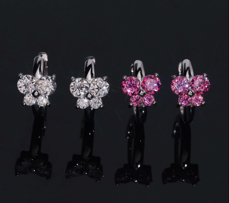 High Quality Moissanite Jewelry Pass Diamond Tester Hip Hop Earrings Butterfly 925 Silver Moissanite Diamond Earrings