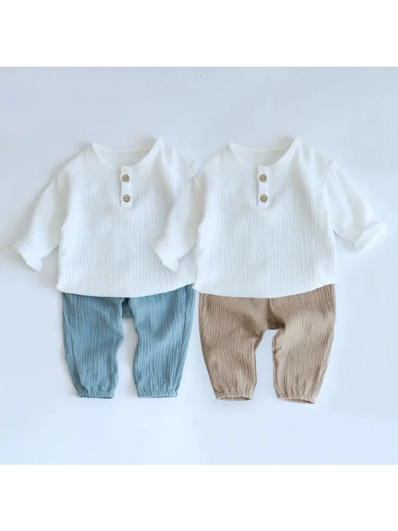 2Pcs Organic Cotton Kids Baby Sets Spring Summer Solid Tshirt Top Pant Casual Toddler Boy Clothing 250729