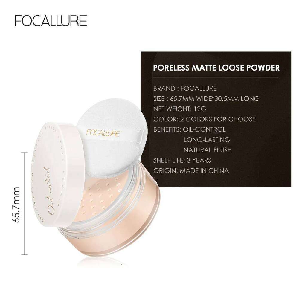 FOCALLURE 2 Colors Natural Smooth Loose Makeup Oil-Control Concealer Brighten Cosmetics Face lasting Setting Powder X250705