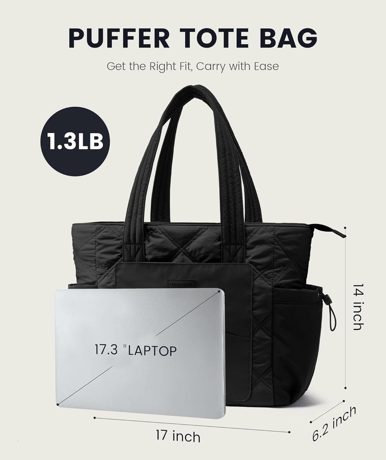 DHYMX designer bag Tote Women, Puffer Bag and designer bag Work Bags with Zipper for Travel, Daily, School, Quilted Nurse Shoulder, 2pcs