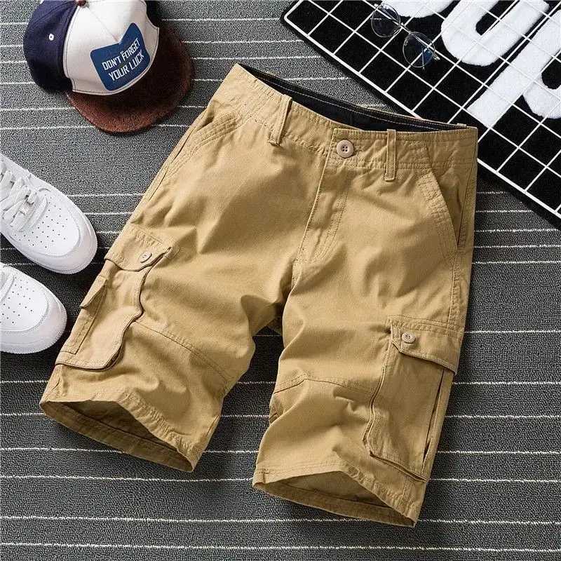 Mens Cargo Shorts with Pockets Male Short Pants Solid Big Size Oversize Work New in Popular Casual Stretch 2024 Fashion Vintage W250705