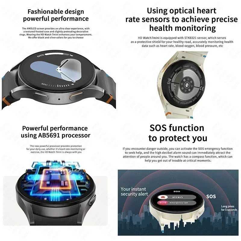 For Galaxy Watch 7 Mini Smart Watch Men Women HD AMOLED Voice Call NFC GPS Tracker Sports Watches Custom Dial XJ250705