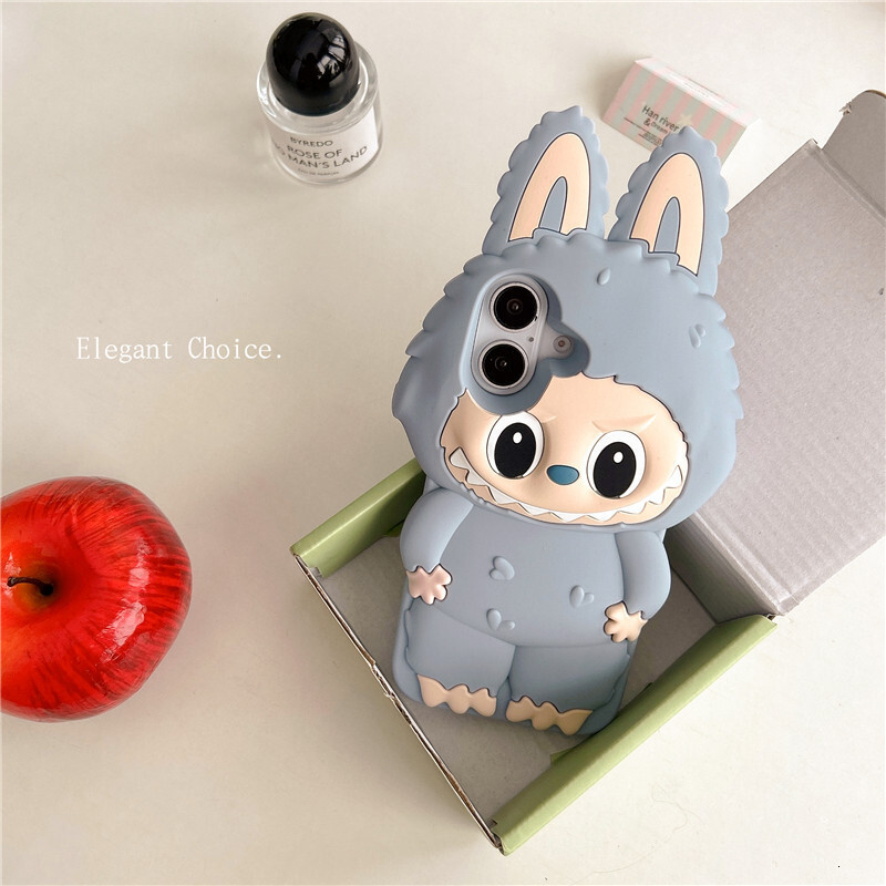 Cartoon 3D Labubu iPhone 14/13 Compatible 11 Apple 16/15 Pro Max Phone Case 12 Shockproof Cover ddmythur