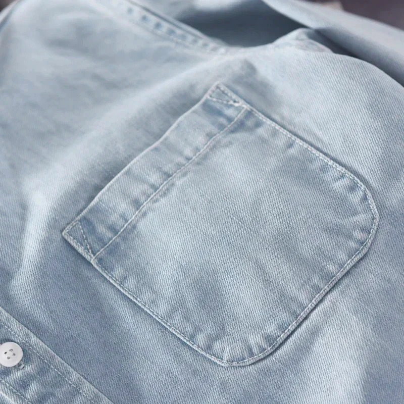 100% Cotton Autumn Long-sleeved Denim Shirt Men Fashion Casual High Street Male Clothes Top Classic Light Blue Black Gray 250704