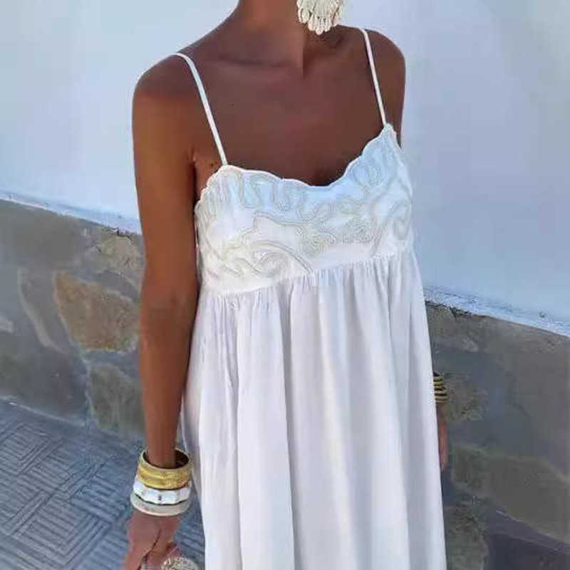 Fashion Evening Dress summer new suspender embroidered dress sleeveless backless long skirt comfortable and casual