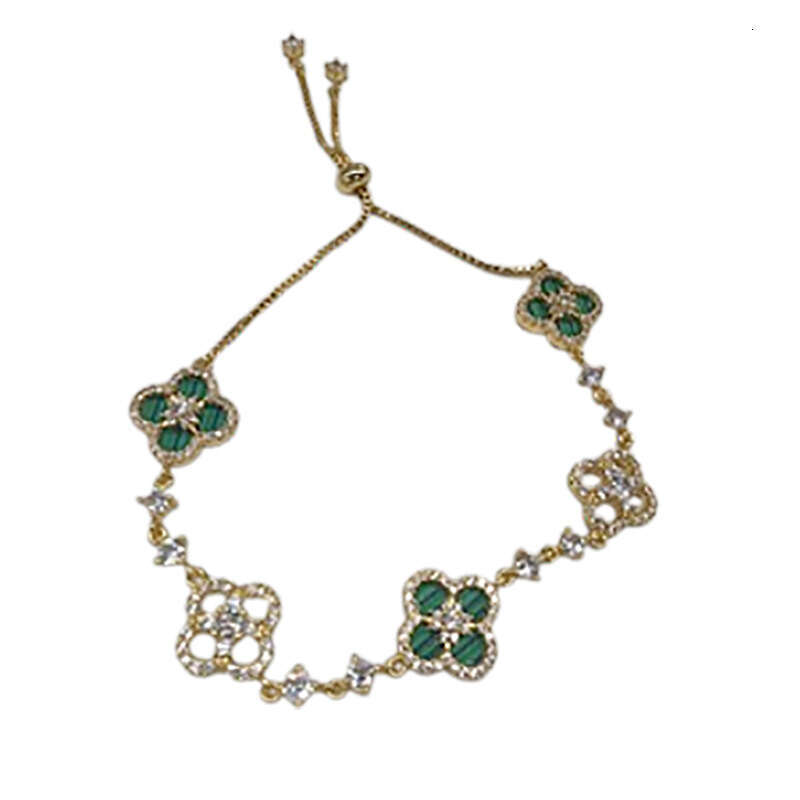 clover bracelet designer Zircon Rhombus Flower Pull Light High-end Sweet Versatile Elegant Personality Bracelet