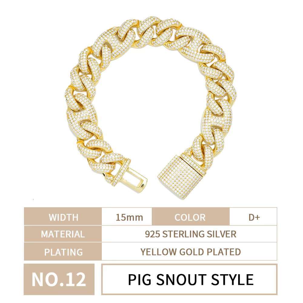 Luxury Hip Hop Jewelry Moissanite Necklace Cuabn Bracelet GRA Certified Men 925 Sterling Silver Fashion High Quality Iced Out Cuban Link Chain