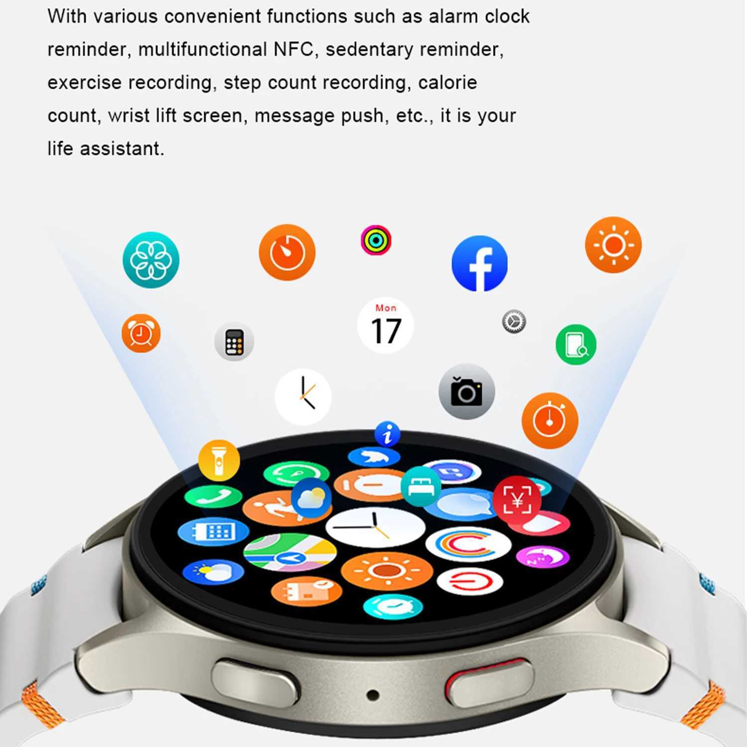 New For Galaxy Smart Watch 7 Men Women AMOLED Health Monitor Watch Waterproof Voice Assistant BT Call NFC Smart Watch 2025XJ250705