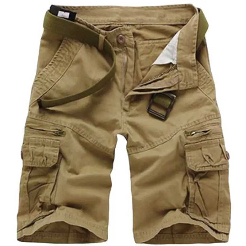 Summer Casual Shorts Men Cotton Cargo Shorts Mens Multi Pocket Knee Length Pants Fashion Streetwear Shorts for Men Without Belt W250705