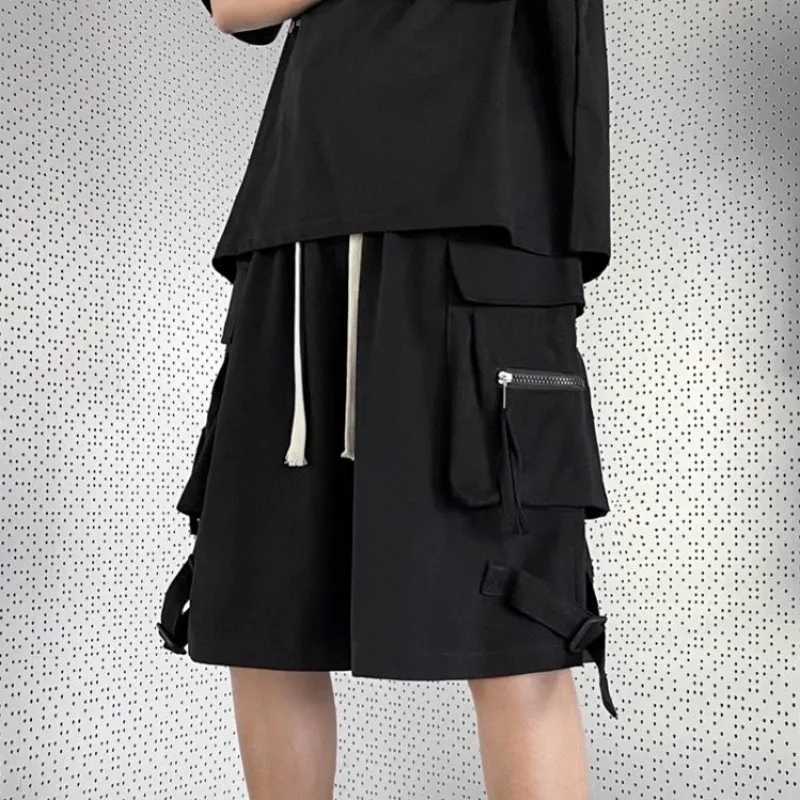 Loose Mens Bermuda Cargo Shorts with Draw String Short Pants for Men Elastic Waist Red Clothes Casual Distressed Beautiful Y2k W250705