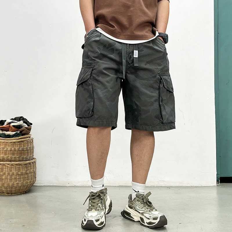 American Vintage Tactical Cargo Shorts Men Summer Baggy Camouflage High Quality Casual Mid-Length Multiple Pockets Pants Male W250705