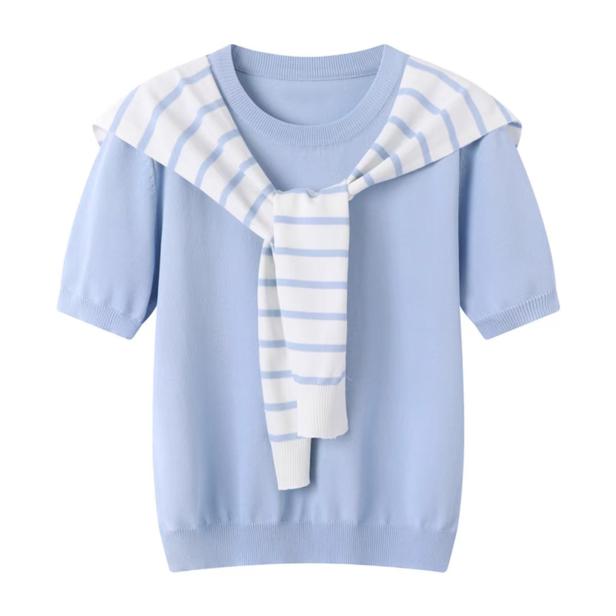T1138 new spring and autumn knitted striped shawl outerwear thin women's summer