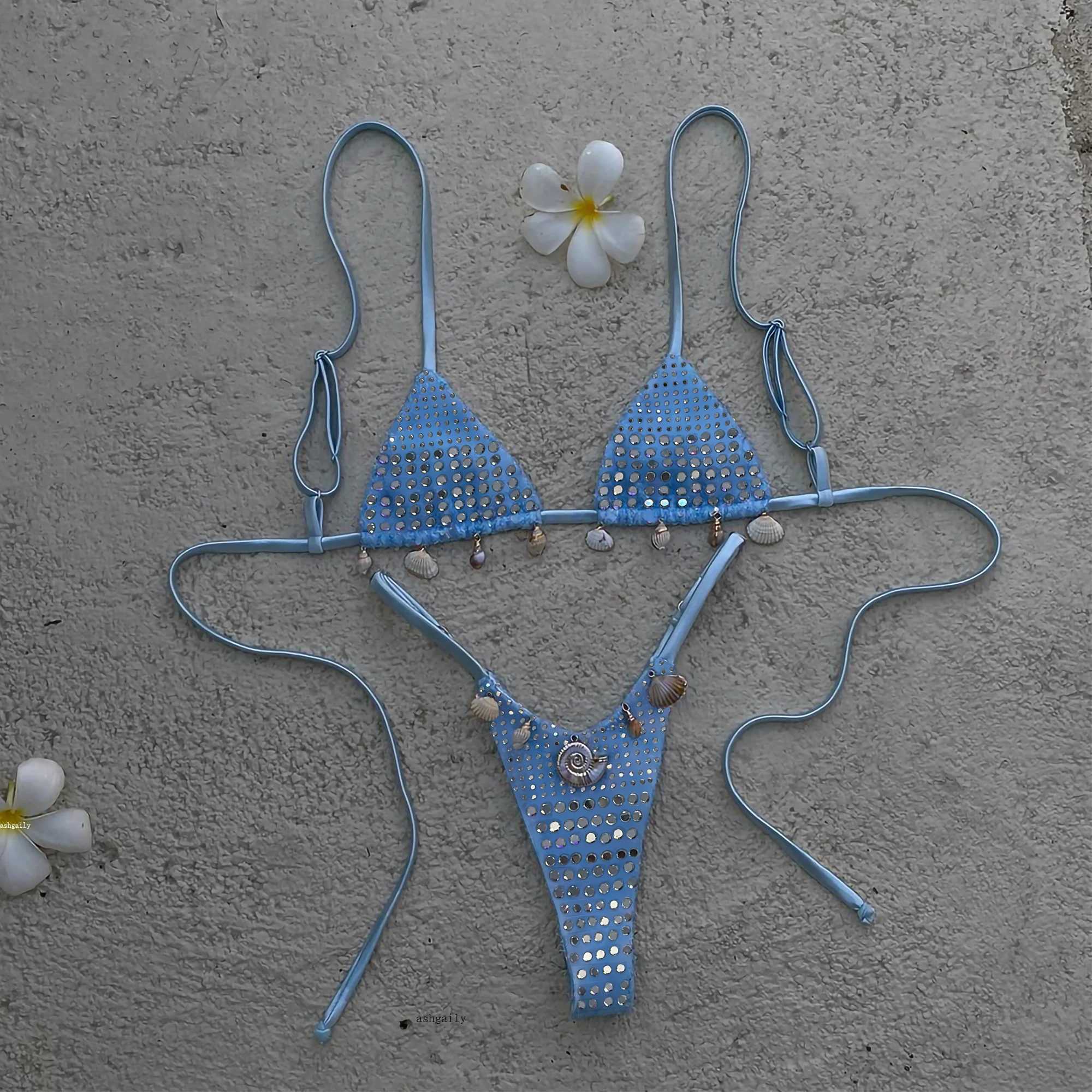 Rhinestones Swimsuit Bikini Swimwear Swimsuit Women Separates Swimwear Two Piece Side Straps Swimsuit Bathing Suit XJ250624