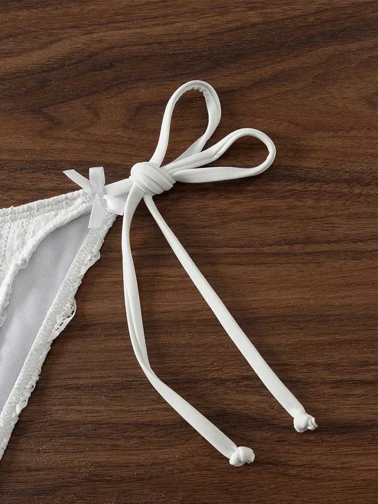 Vzvn 2025 New Summer Swimwear Bikini Set Sexy Laced Up Backless Bikini 2 Piece Set Women Solid Split Waist Beach Vacation Bikini XJ250624